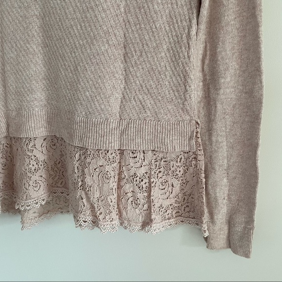 ANTHROPOLOGIE KNITTED & KNOTTED LACE BLUSH SWEATER - Picture 14 of 14
